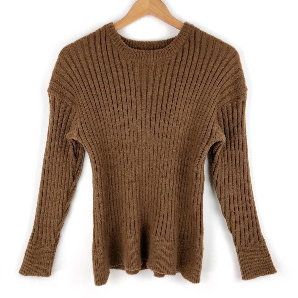 Nasty Gal Sweater Brown Rib Knit M